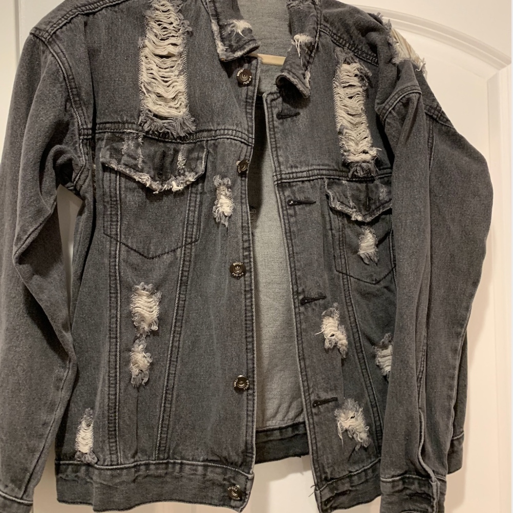 Distressed Grey Denim Jacket